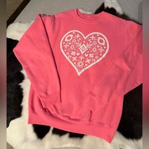 Bright Pink Heart Crewneck